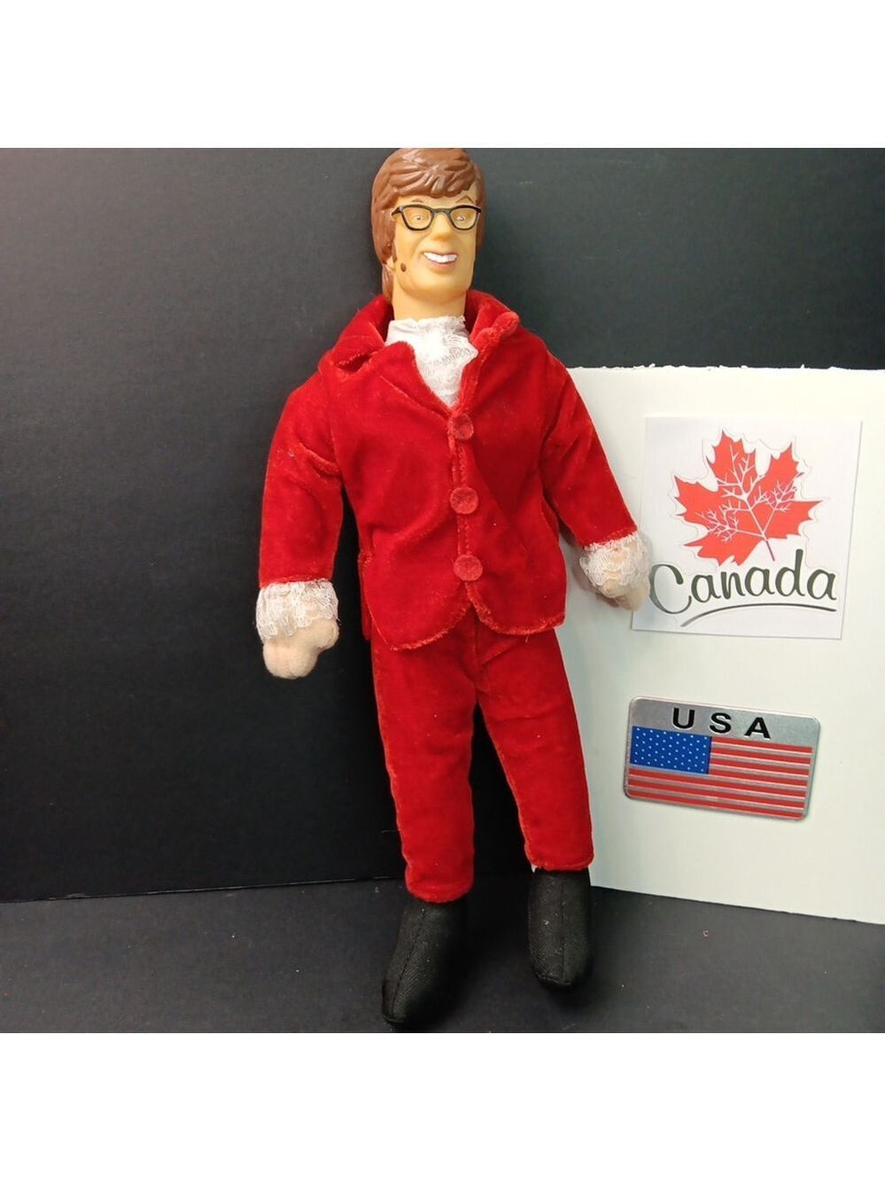 Austin Powers Plush with Plastic Face Approx 13 inch Red Suit Black Boots CN